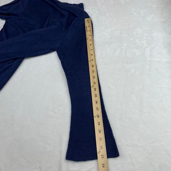 Eileen Fisher Open Cardigan 100% Organic Linen sz Medium Dark Indigo Bell Sleeve - Picture 12 of 12